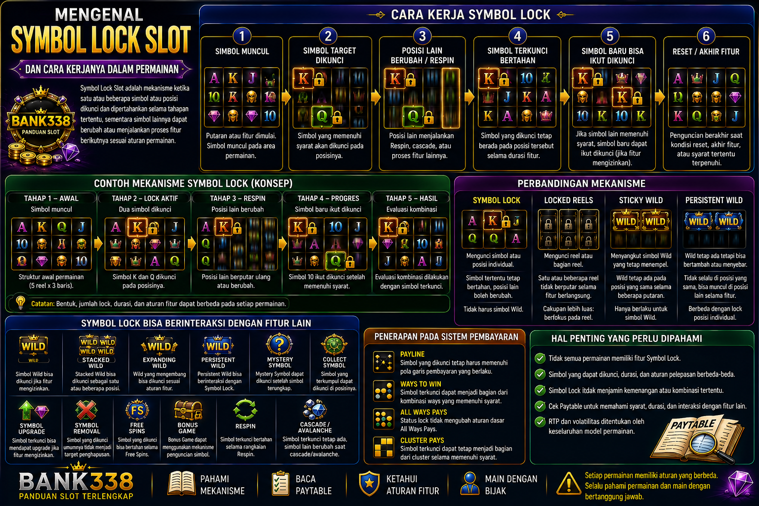 Infografis Symbol Lock Slot dan cara kerja penguncian simbol